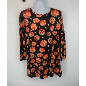 G and PL Women's Halloween Pumpkin Print Long Sleeve Tunic Dress XXL NWOT